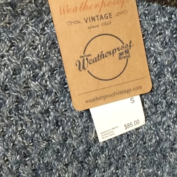 WEATHERPROOF VINTAGE NAVY BLUE WHITE PULLOVER CREW NECK SWEATER SIZE SMALL NWT - Picture 6 of 6